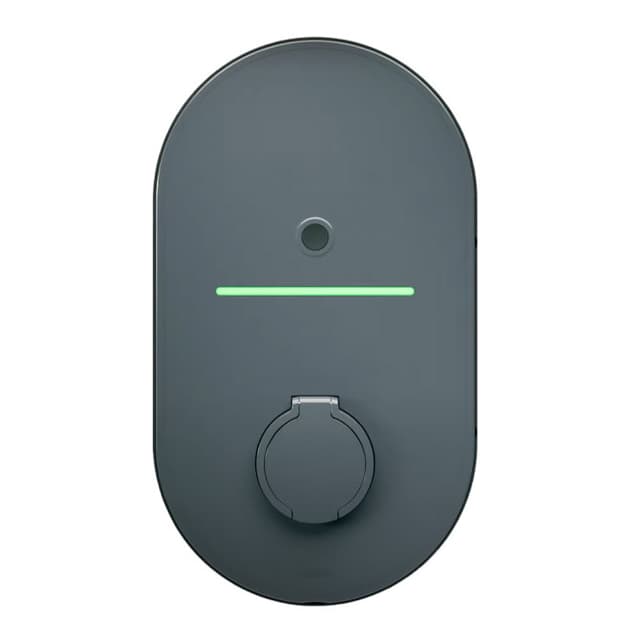 Borne Legrand Green'up Home anthracite de forme ovale, bandeau LED vert et prise obturée en partie basse