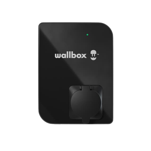 Borne Wallbox Copper SB noire, socle Type 2 à volet en partie basse